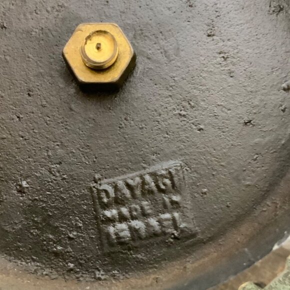 Vintage Dayagi Brass Enamel Lidded Dish Mosaic Rooster Handle Green Gold Israel - Picture 8 of 10